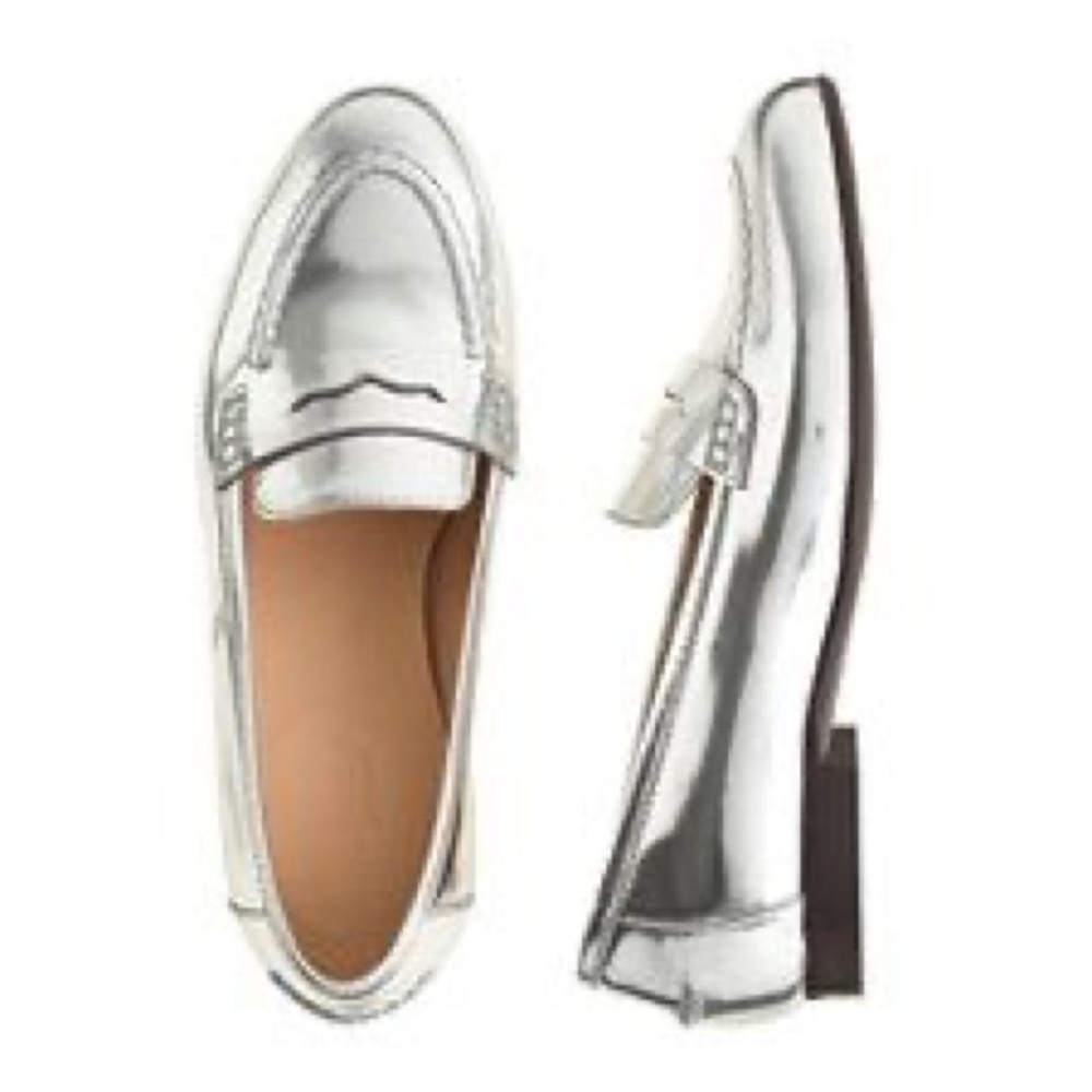 J. Crew Collection Metallic Mirrored Penny Loafers